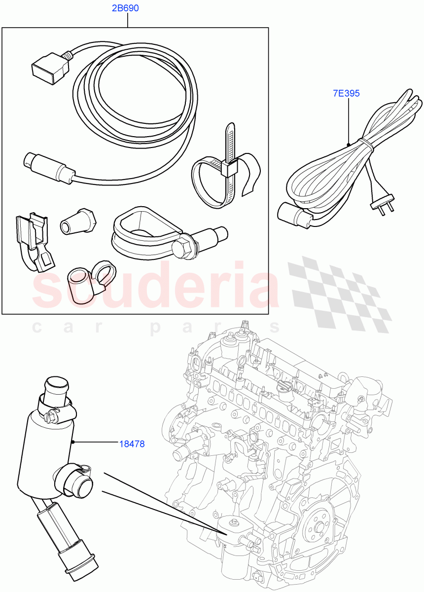 Engine Heater(2.0L 16V TIVCT T/C Gen2 Petrol,Halewood (UK),2.0L 16V TIVCT T/C 240PS Petrol) of Land Rover Land Rover Discovery Sport (2015+) [2.0 Turbo Petrol GTDI]