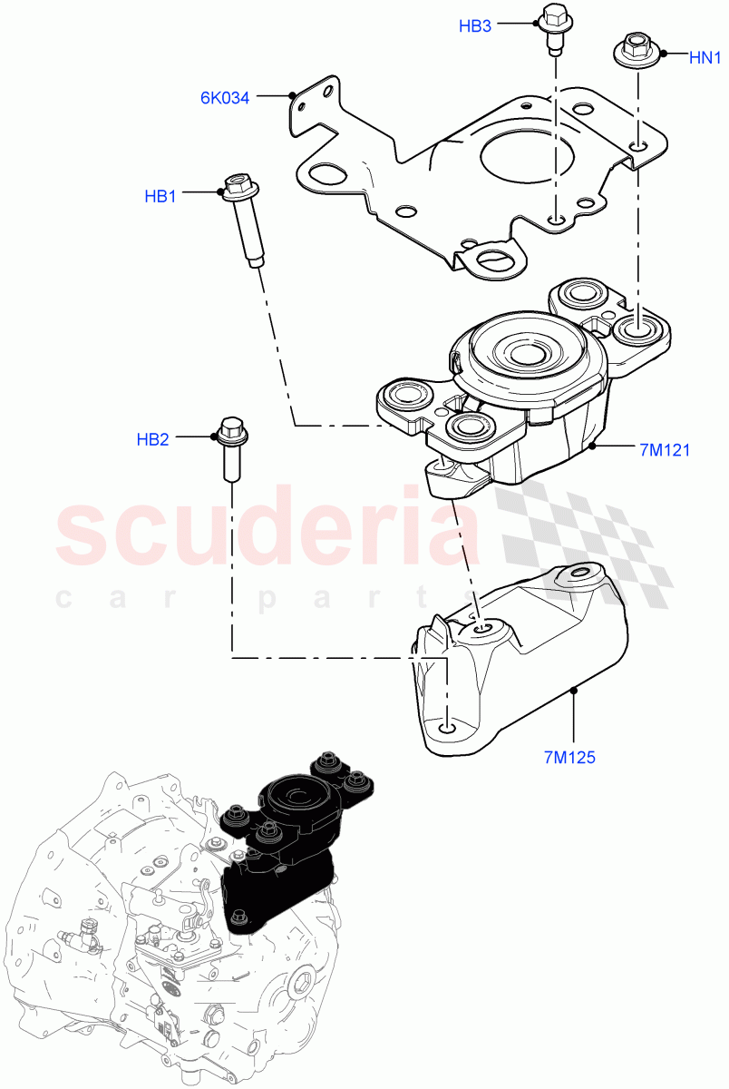 Transmission Mounting (6 Speed Manual Trans BG6, Halewood (UK)) ((V) FROMKH000001, (V) TOKH999999) of Land Rover Land Rover Discovery Sport (2015+) [2.0 Turbo Petrol GTDI]