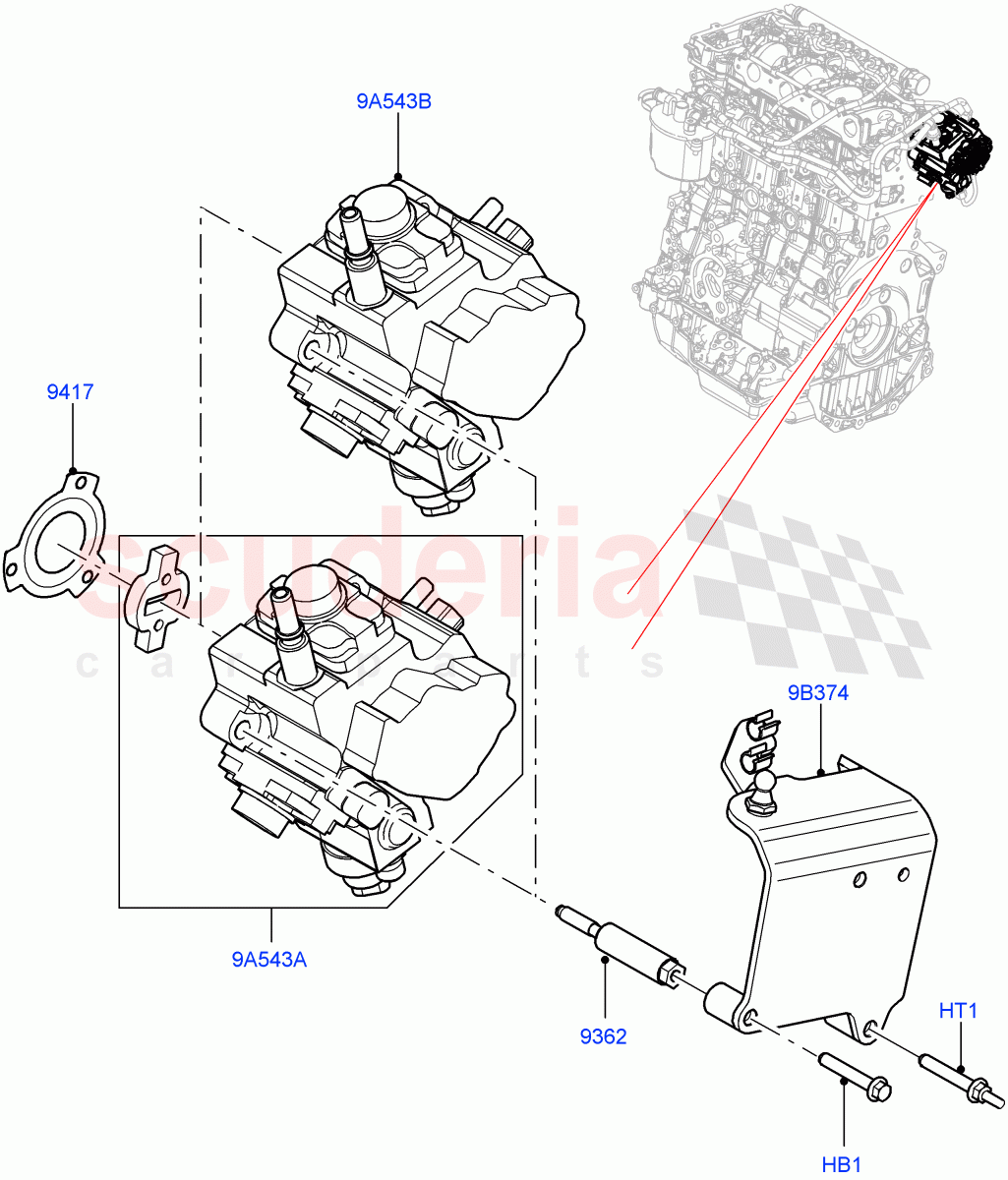 Fuel Injection Pump - Diesel(2.2L DOHC EFI TC DW12,2.2L CR DI 16V Diesel) of Land Rover Land Rover Range Rover Evoque (2012-2018) [2.2 Single Turbo Diesel]