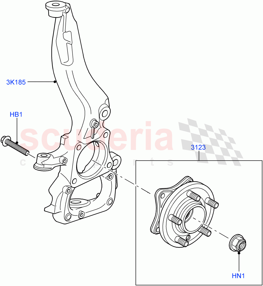Front Knuckle And Hub ((V) TO9A999999) of Land Rover Land Rover Range Rover Sport (2005-2009) [3.6 V8 32V DOHC EFI Diesel]