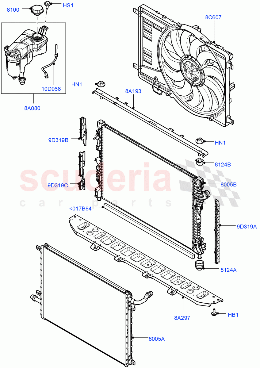 Radiator/Coolant Overflow Container(2.0L I4 Mid DOHC AJ200 Petrol,Itatiaia (Brazil),2.0L I4 Mid AJ200 Petrol E100)((V)FROMJT000001) of Land Rover Land Rover Discovery Sport (2015+) [2.0 Turbo Petrol AJ200P]