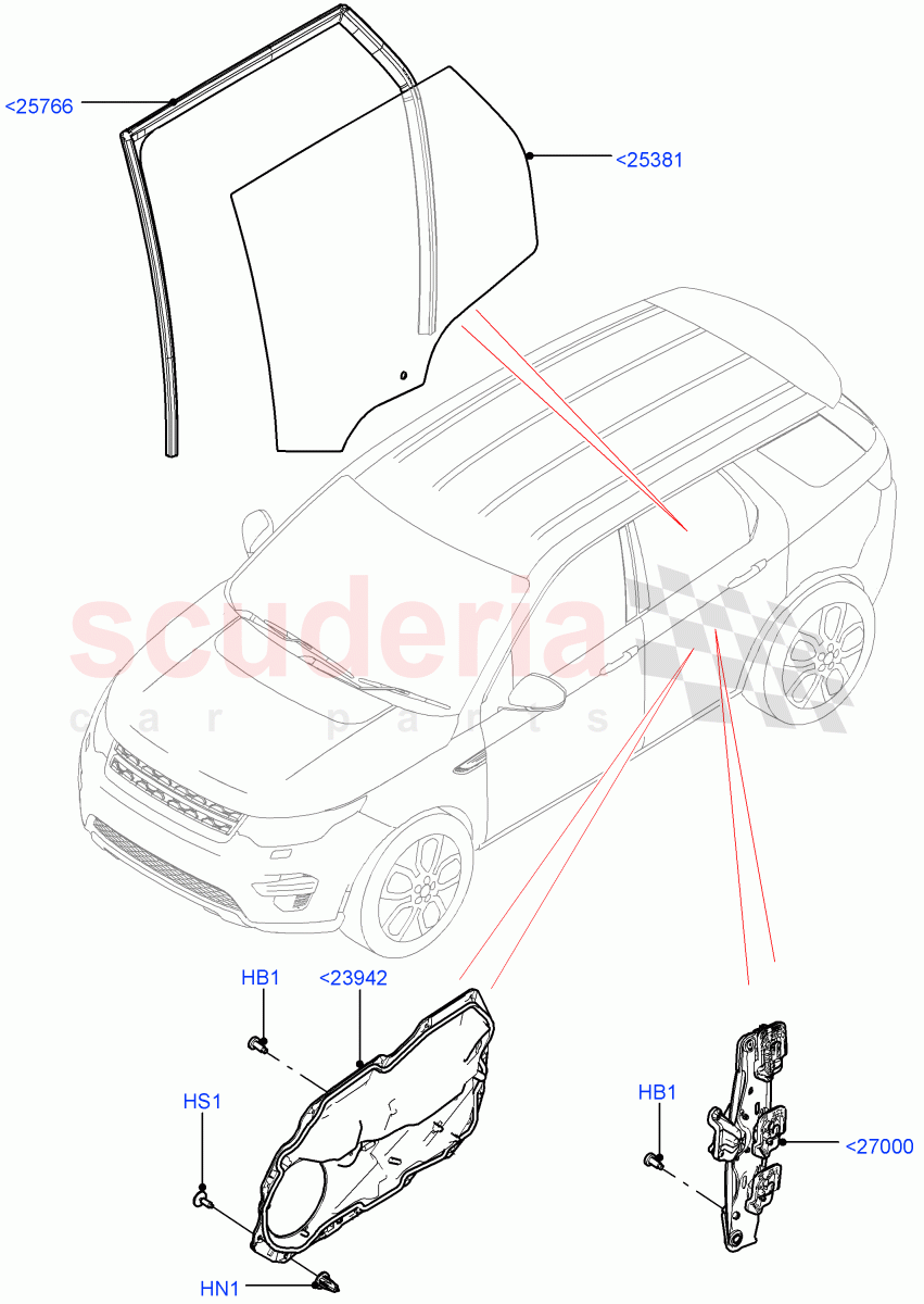 Rear Door Glass And Window Controls (Itatiaia (Brazil)) ((V) FROMGT000001) of Land Rover Land Rover Discovery Sport (2015+) [2.0 Turbo Petrol AJ200P]