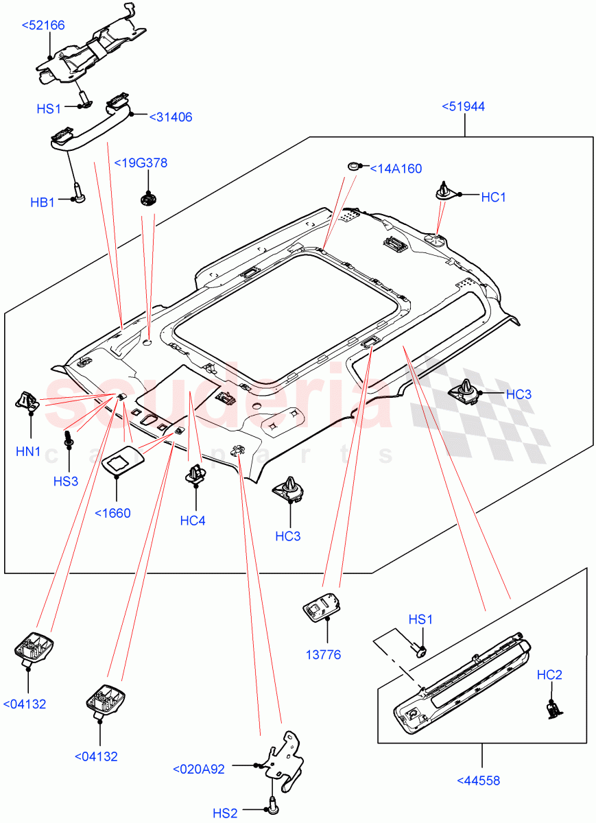Headlining And Sun Visors (Headlining) (Short Wheelbase, With Roof Conversion-Panorama Power, Roof - Canvas Folding) of Land Rover Land Rover Defender (2020+) [5.0 OHC SGDI SC V8 Petrol]
