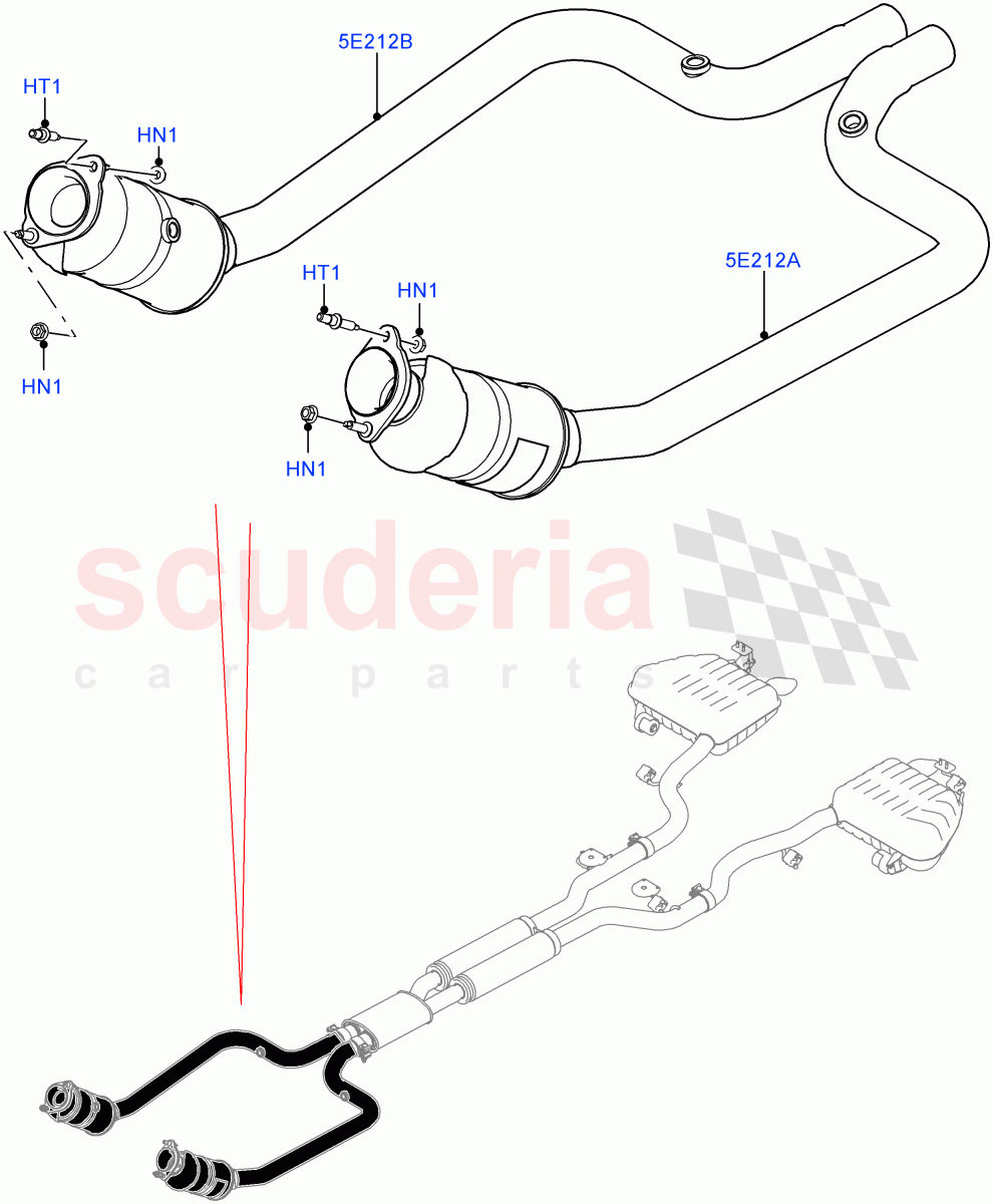 Front Exhaust System (3.0L DOHC GDI SC V6 PETROL) of Land Rover Land Rover Range Rover Velar (2017+) [3.0 DOHC GDI SC V6 Petrol]