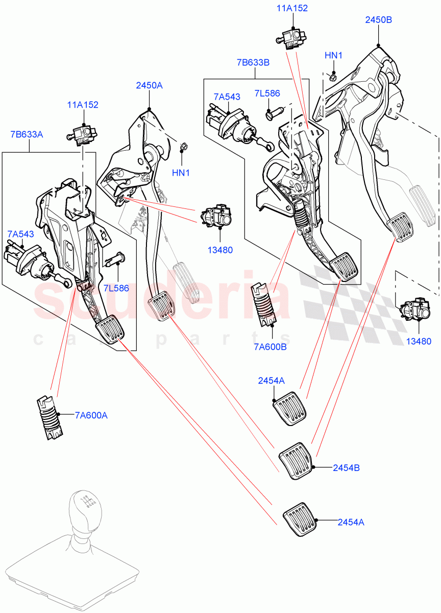 Brake And Clutch Controls (6 Speed Manual Trans BG6, Halewood (UK)) ((V) TOLH999999) of Land Rover Land Rover Range Rover Evoque (2019+) [2.0 Turbo Diesel]