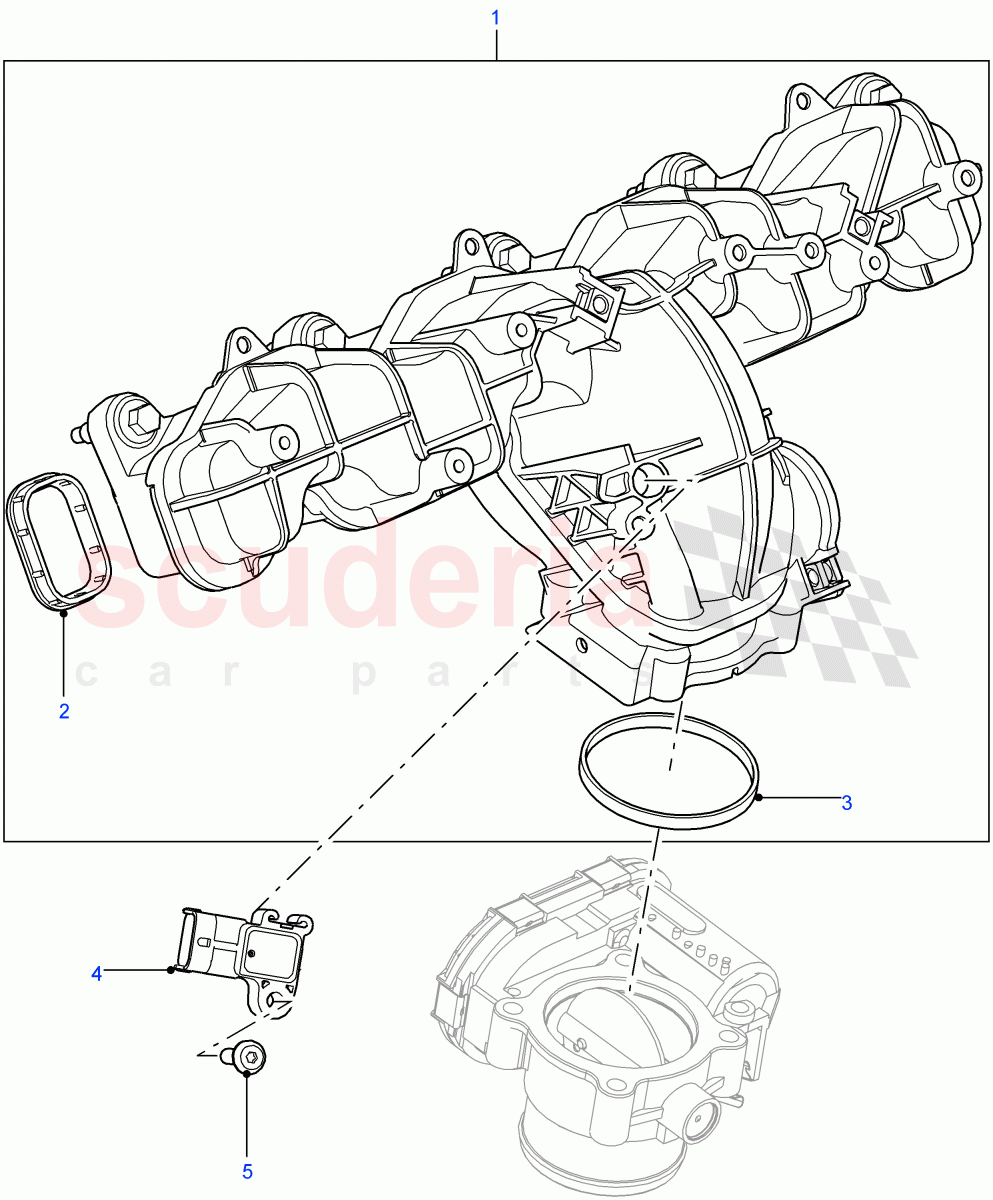 Inlet Manifold(2.2L 16V TC I4 DSL 122PS PUMA)((V)FROMCA000001) of Land Rover Land Rover Defender (2007-2016)