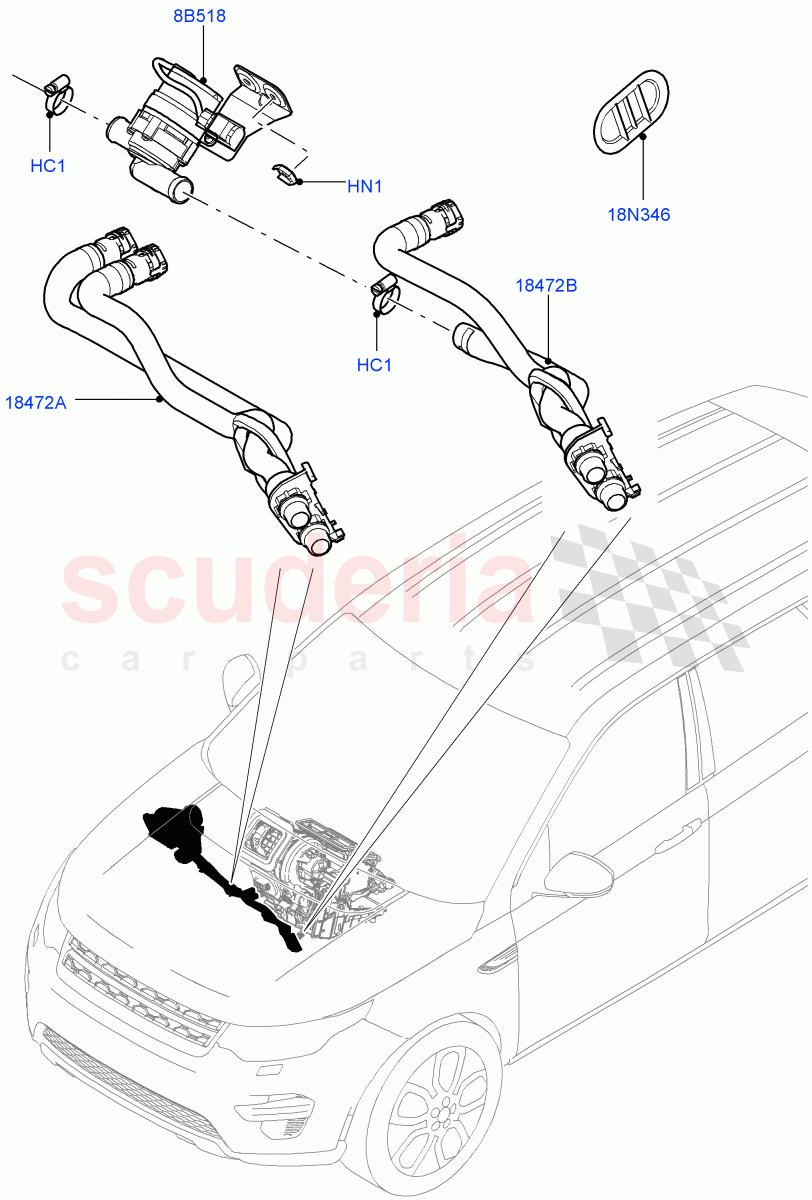Heater Hoses (Changsu (China)) ((V) FROMFG000001, (V) TOKG446856) of Land Rover Land Rover Discovery Sport (2015+) [2.0 Turbo Diesel AJ21D4]