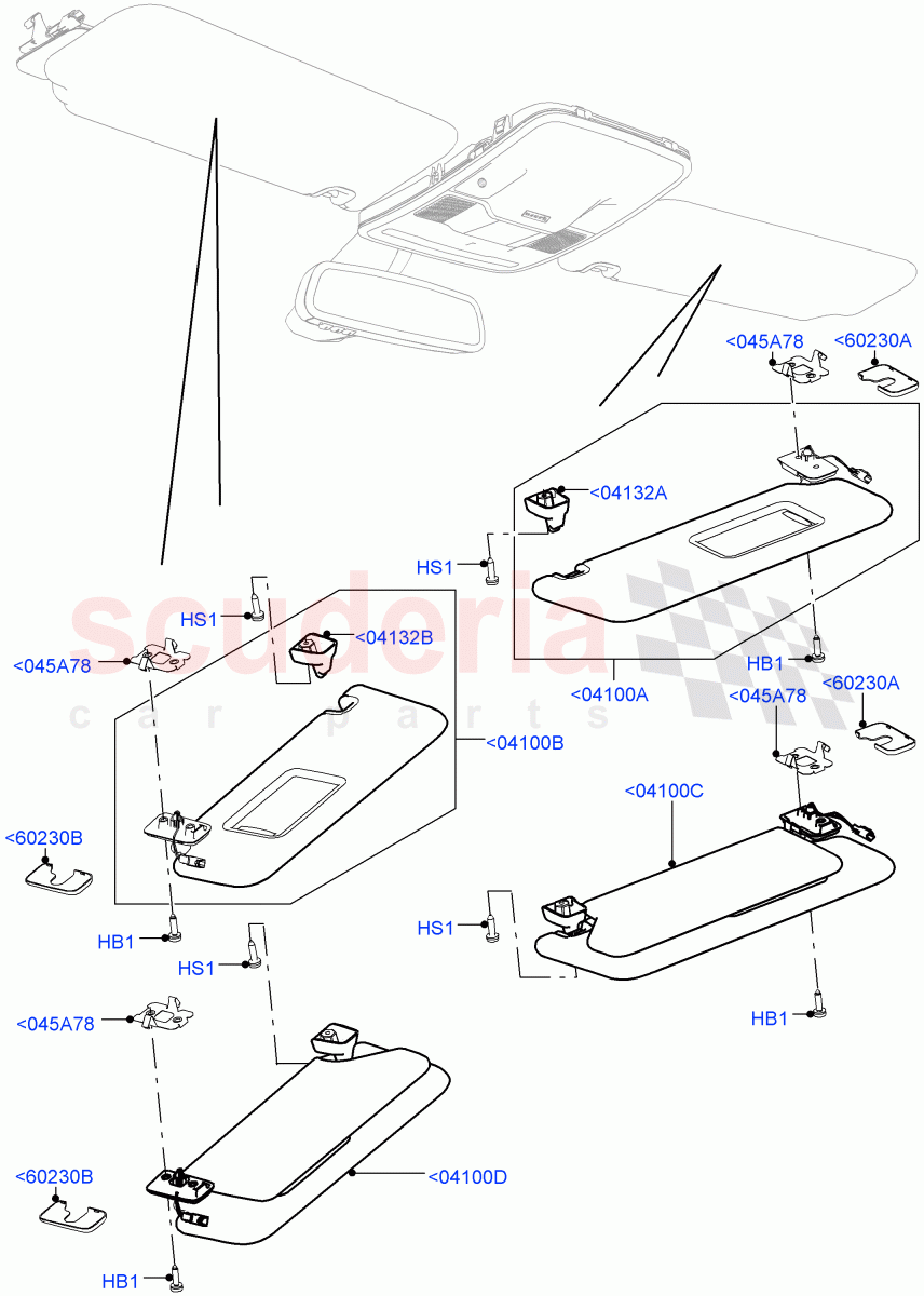 Headlining And Sun Visors(Interior Trim - Alston) of Land Rover Land Rover Range Rover Sport (2014+) [3.0 I6 Turbo Diesel AJ20D6]