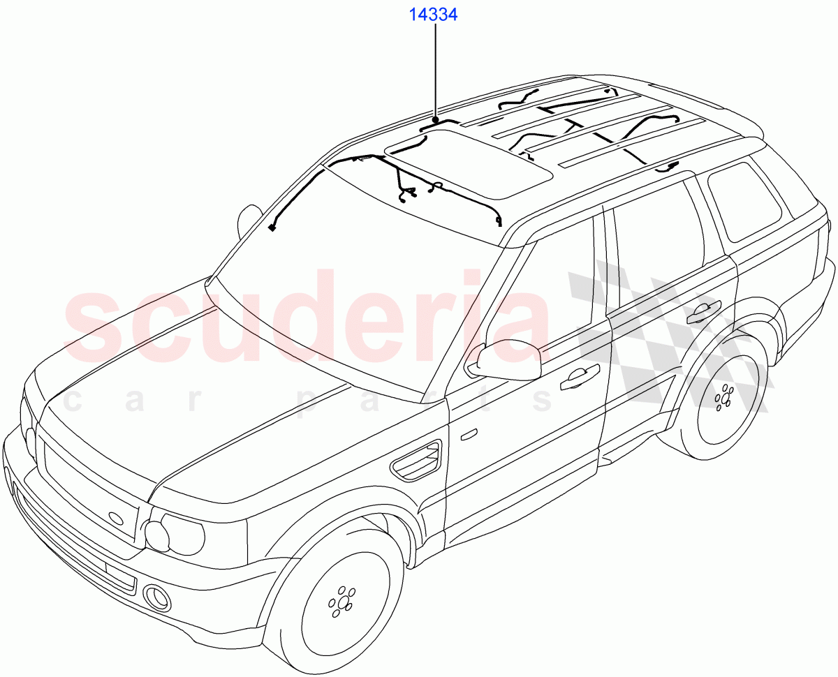 Electrical Wiring - Body And Rear (Roof) ((V) FROMAA000001) of Land Rover Land Rover Range Rover Sport (2010-2013) [5.0 OHC SGDI SC V8 Petrol]