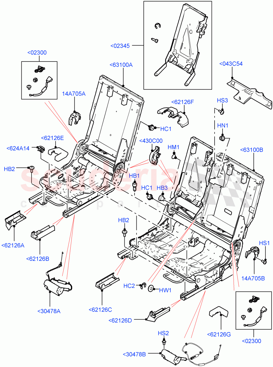 Rear Seat Base (Halewood (UK), 60/40 Load Through With Slide) ((V) FROMLH000001) of Land Rover Land Rover Discovery Sport (2015+) [2.0 Turbo Petrol AJ200P]