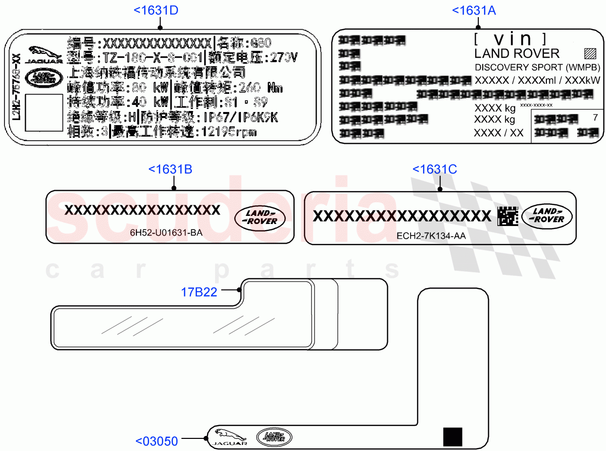 Labels (Information) (Changsu (China)) ((V) FROMFG000001) of Land Rover Land Rover Discovery Sport (2015+) [2.0 Turbo Petrol GTDI]