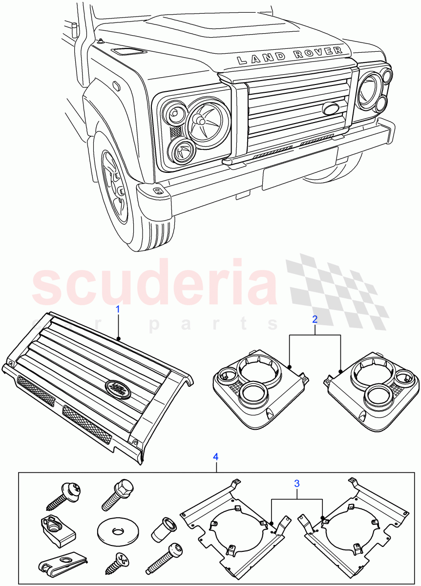 Headlamp Surrounds And Grille of Land Rover Land Rover Defender (2007-2016)