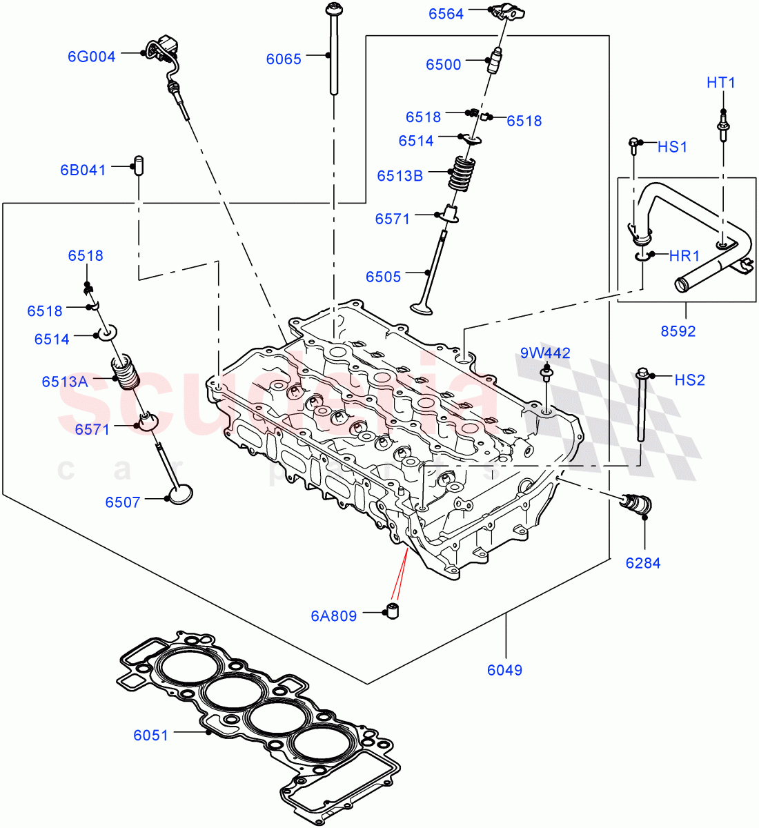 Cylinder Head (2.0L I4 High DOHC AJ200 Petrol, Changsu (China), 2.0L I4 Mid DOHC AJ200 Petrol, 2.0L AJ200P Hi PHEV) of Land Rover Land Rover Discovery Sport (2015+) [2.0 Turbo Petrol AJ200P]