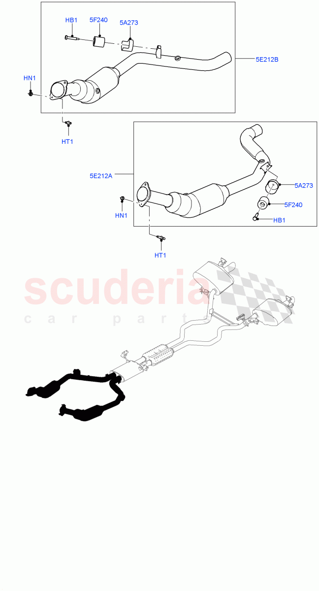 Exhaust System(Front Section)(3.0L DOHC GDI SC V6 PETROL) of Land Rover Land Rover Range Rover Sport (2014+) [3.0 DOHC GDI SC V6 Petrol]