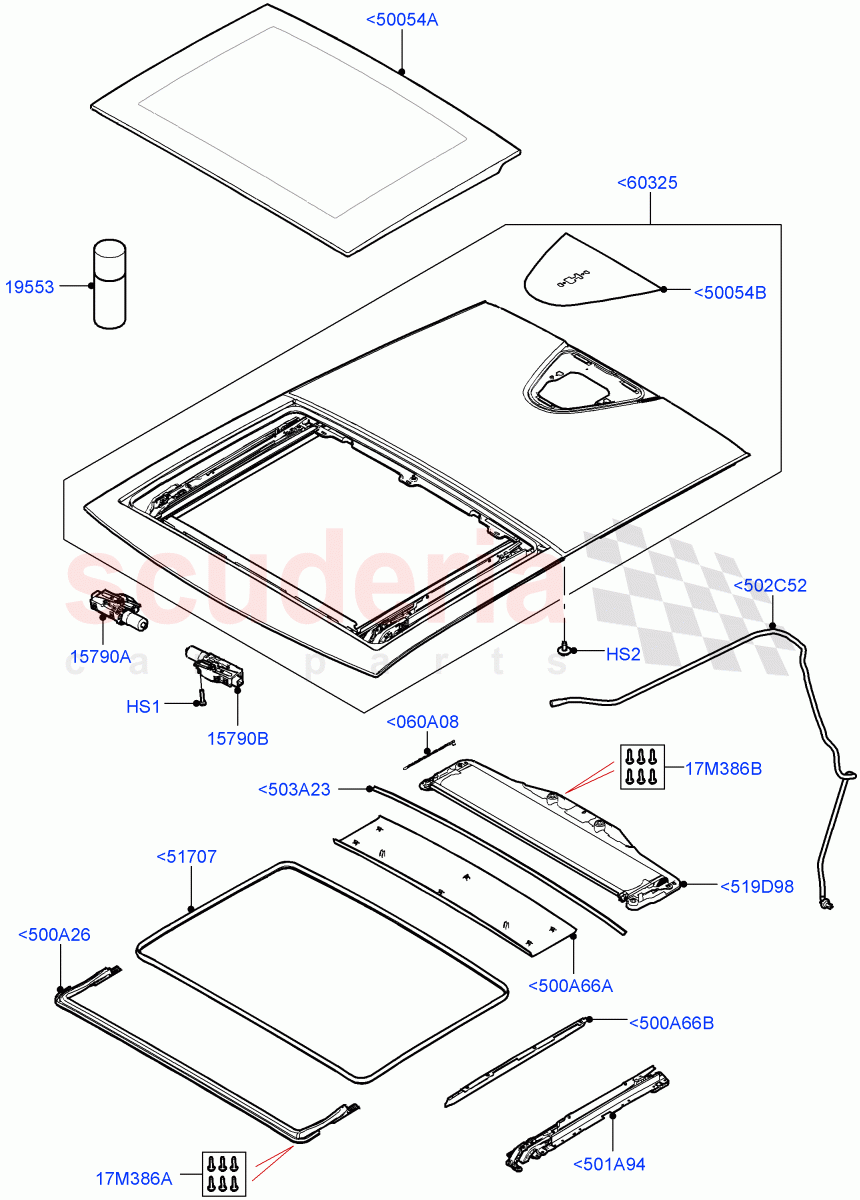 Panoramic Glass Roof (With Roof Conversion-Panorama Power, Itatiaia (Brazil)) of Land Rover Land Rover Range Rover Evoque (2019+) [2.0 Turbo Diesel AJ21D4]