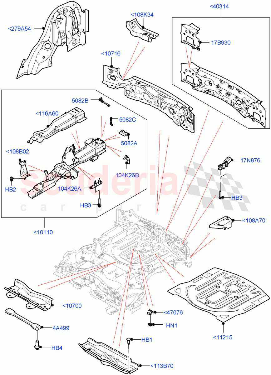 Floor Pan - Centre And Rear (Halewood (UK)) of Land Rover Land Rover Range Rover Evoque (2019+) [2.0 Turbo Diesel AJ21D4]