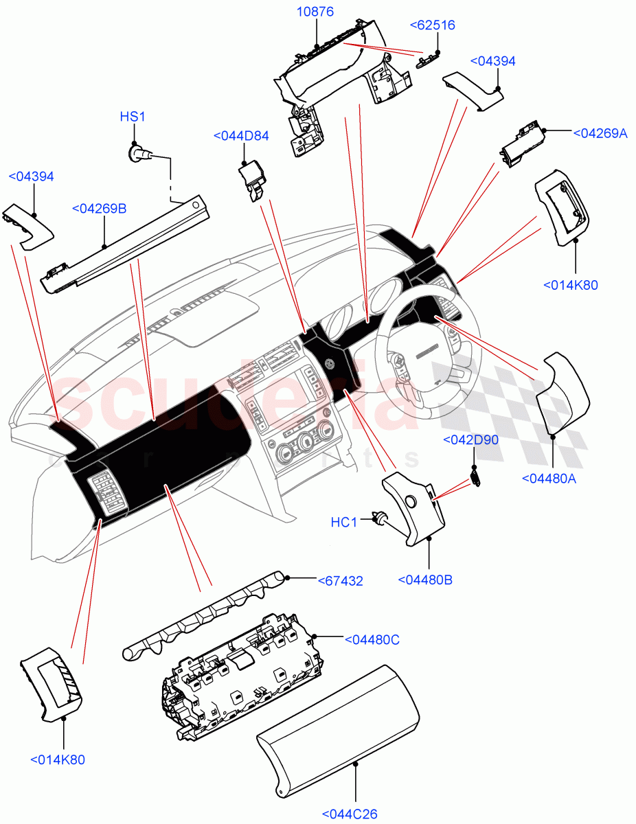 Instrument Panel (Centre, External Components, Solihull Plant Build) ((V) FROMHA000001) of Land Rover Land Rover Discovery 5 (2017+) [3.0 DOHC GDI SC V6 Petrol]