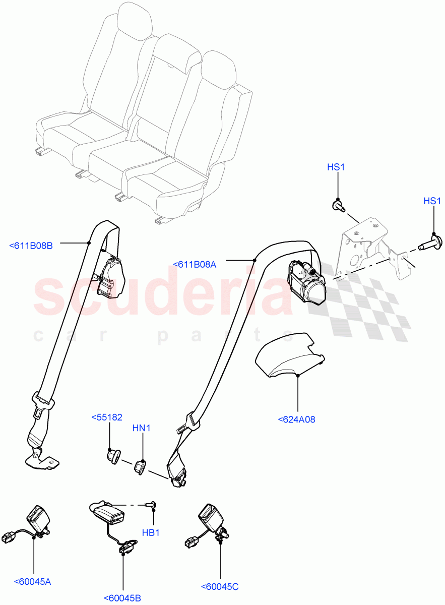 Rear Seat Belts of Land Rover Land Rover Range Rover Sport (2014+) [3.0 I6 Turbo Diesel AJ20D6]