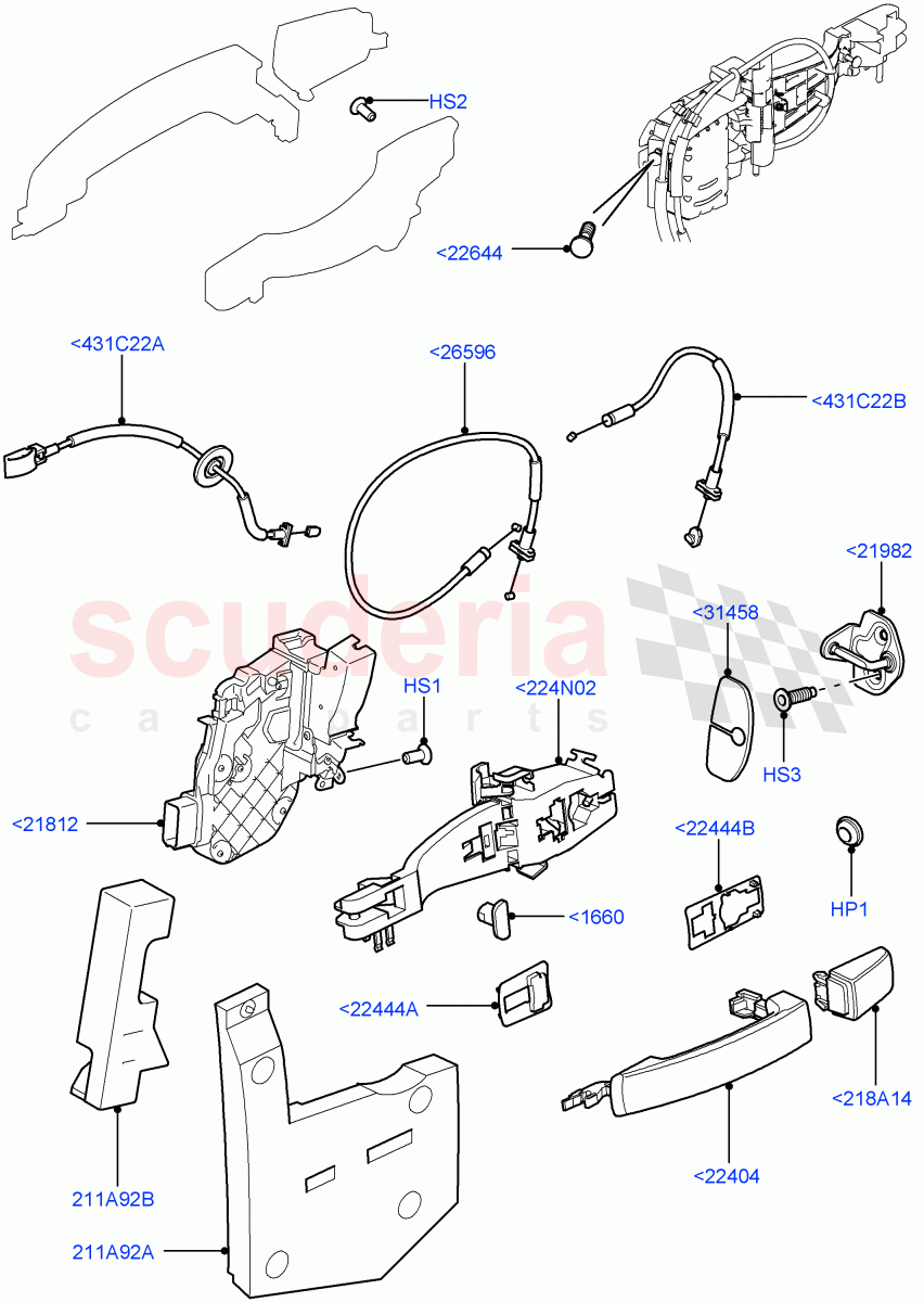 Front Door Lock Controls ((V) TO9A999999) of Land Rover Land Rover Range Rover Sport (2005-2009) [4.2 Petrol V8 Supercharged]