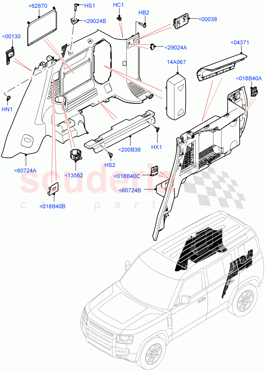 Side Trim (Luggage Compartment) (Standard Wheelbase) of Land Rover Land Rover Defender (2020+) [5.0 OHC SGDI SC V8 Petrol]