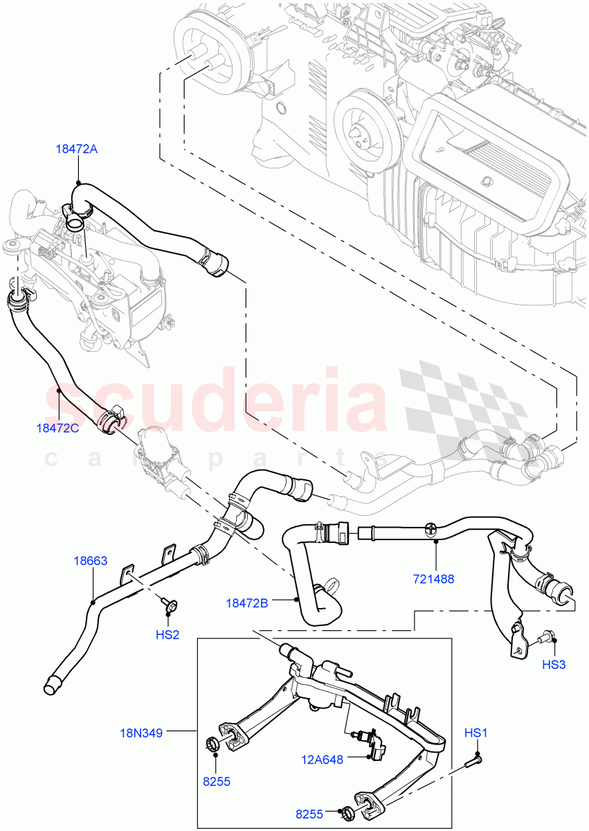 Heater Hoses (Front) (3.0L DOHC GDI SC V6 PETROL, With Fresh Air Heater, With Fuel Fired Heater) ((V) FROMEA000001, (V) TOHA999999) of Land Rover Land Rover Range Rover (2012-2021) [4.4 DOHC Diesel V8 DITC]