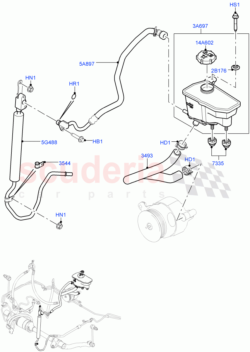 Active Anti-Roll Bar System(Reservoir, Cooler)(3.0 V6 Diesel,With ACE Suspension)((V)TOJA999999) of Land Rover Land Rover Range Rover Sport (2014+) [3.0 I6 Turbo Diesel AJ20D6]