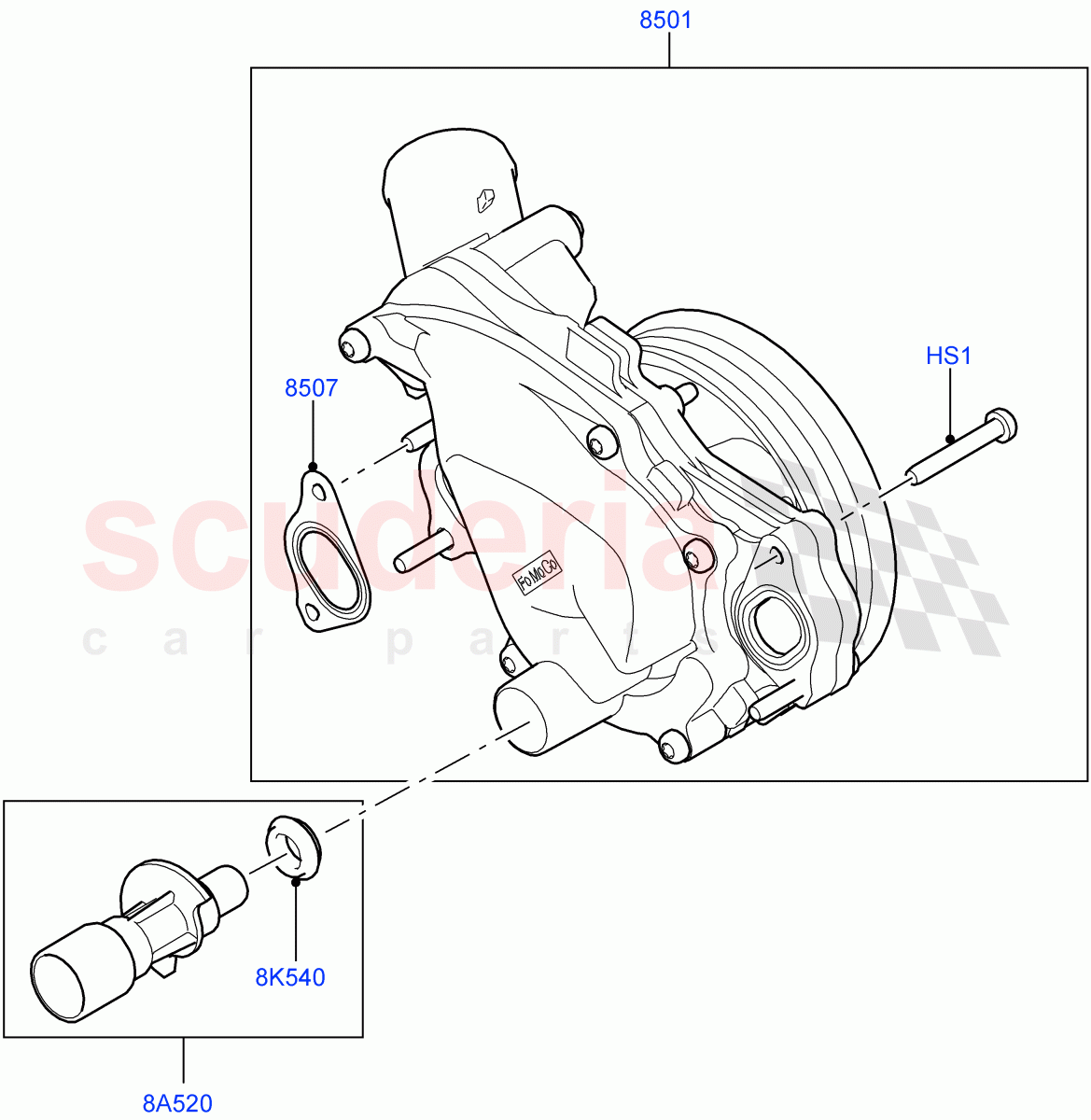 Water Pump (Main Unit, Solihull Plant Build) (3.0L DOHC GDI SC V6 PETROL) ((V) FROMEA000001) of Land Rover Land Rover Range Rover (2012-2021) [3.0 DOHC GDI SC V6 Petrol]