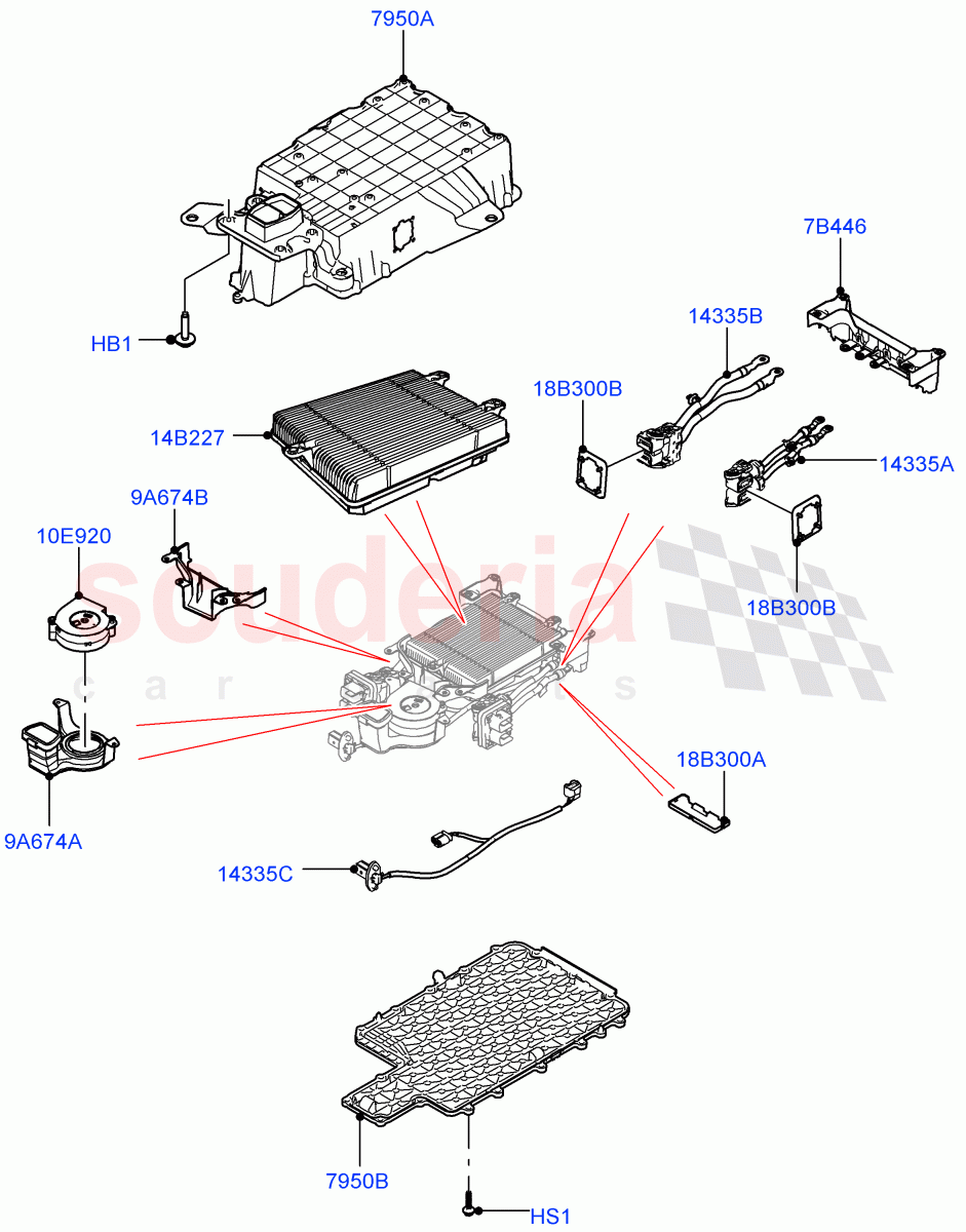 Hybrid Electrical Modules(MHEV Converter, Cooling Duct And Fans)(Electric Engine Battery-MHEV) of Land Rover Land Rover Range Rover Sport (2014+) [5.0 OHC SGDI SC V8 Petrol]