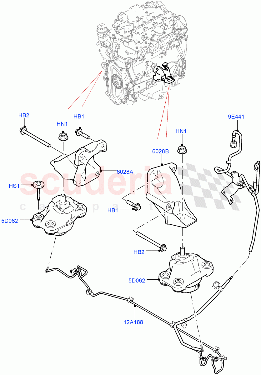 Engine Mounting(Nitra Plant Build)(2.0L I4 High DOHC AJ200 Petrol)((V)FROMK2000001) of Land Rover Land Rover Discovery 5 (2017+) [3.0 I6 Turbo Diesel AJ20D6]