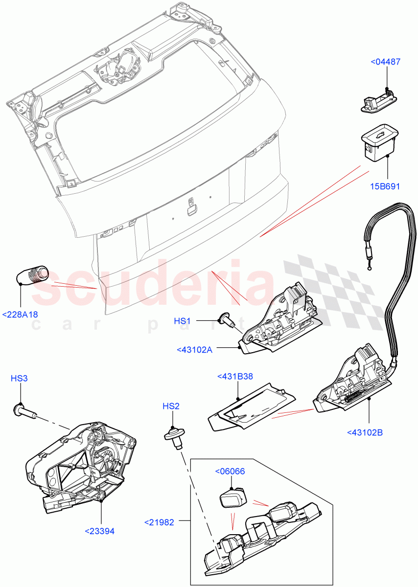 Luggage Compt/Tailgte Lock Controls (3 Door, Halewood (UK), 5 Door) of Land Rover Land Rover Range Rover Evoque (2012-2018) [2.2 Single Turbo Diesel]