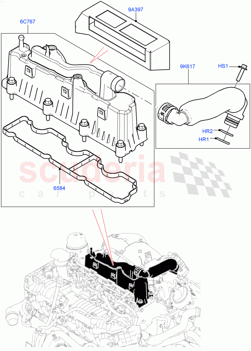 Emission Control - Crankcase (2.0L I4 DSL MID DOHC AJ200, Halewood (UK), 2.0L I4 DSL HIGH DOHC AJ200) of Land Rover Land Rover Range Rover Evoque (2012-2018) [2.0 Turbo Diesel]