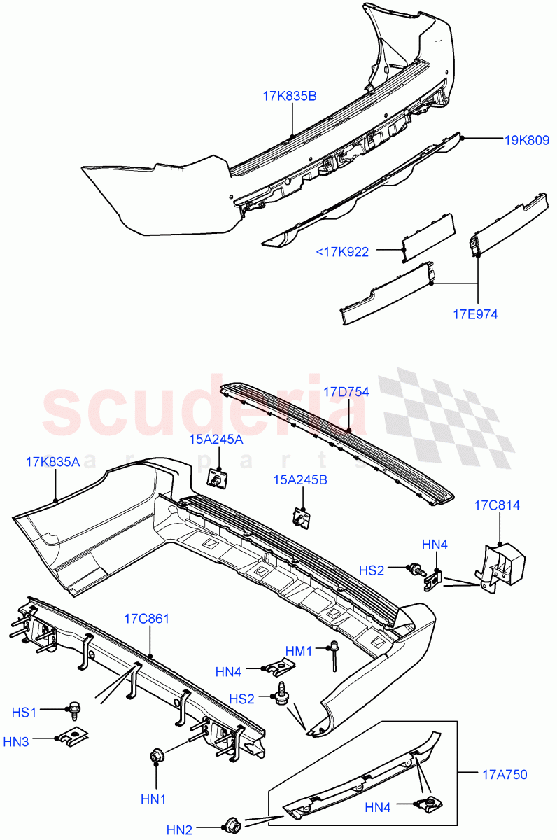 Rear Bumper ((V) FROMAA000001) of Land Rover Land Rover Range Rover (2010-2012) [4.4 DOHC Diesel V8 DITC]
