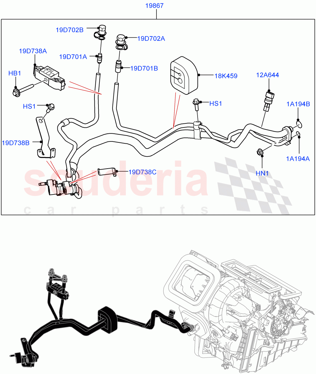 Air Conditioning System (Halewood (UK), Air Con Refrigerant-HF01234YF, Electric Engine Battery-MHEV, A/C HF01234YF w/Intrnl Heat Exchng, Less Electric Engine Battery) ((V) FROMMH000001) of Land Rover Land Rover Range Rover Evoque (2019+) [1.5 I3 Turbo Petrol AJ20P3]