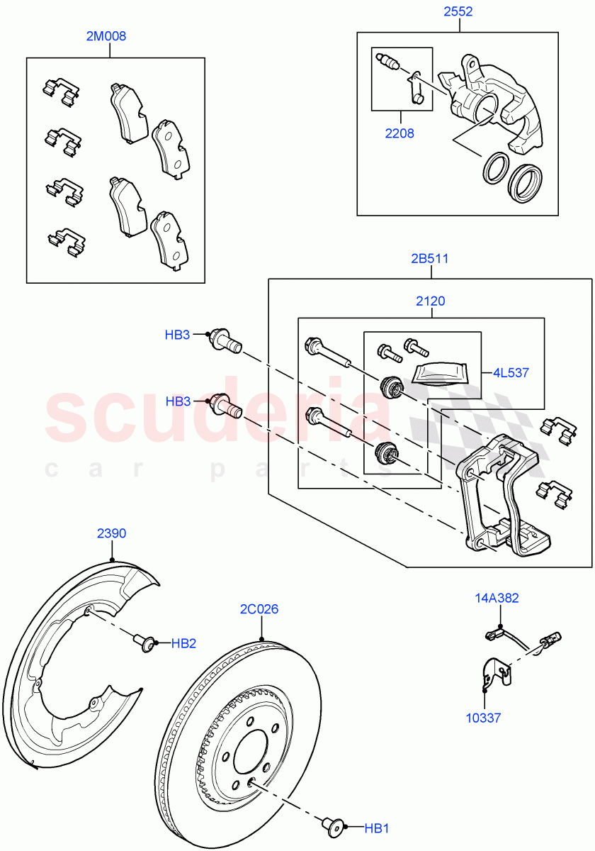 Rear Brake Discs And Calipers of Land Rover Land Rover Range Rover (2022+) [3.0 I6 Turbo Petrol AJ20P6]