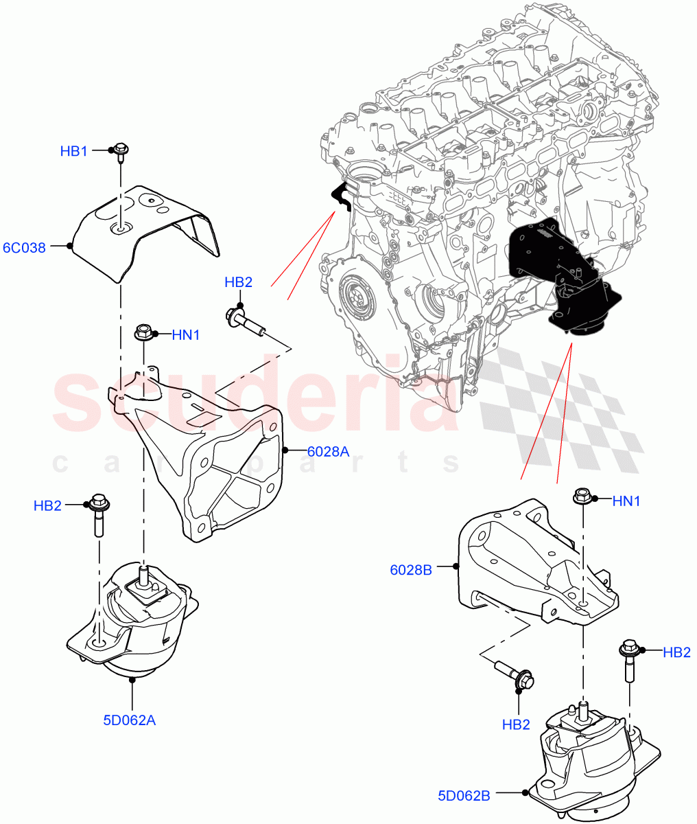 Engine Mounting(3.0L AJ20P6 Petrol High)((V)FROMMA000001) of Land Rover Land Rover Range Rover Velar (2017+) [3.0 I6 Turbo Petrol AJ20P6]