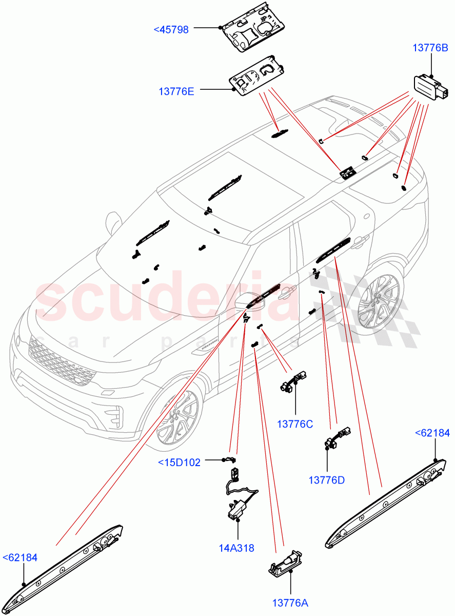 Interior Lamps (Solihull Plant Build, Door - Front/Rear) ((V) FROMHA000001) of Land Rover Land Rover Discovery 5 (2017+) [2.0 Turbo Diesel]