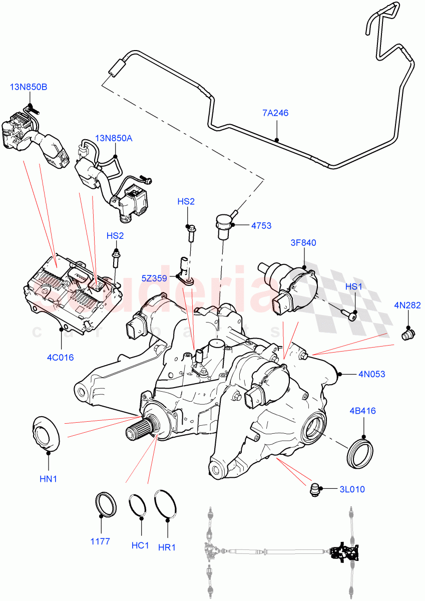 Rear Axle (Itatiaia (Brazil), All Wheel Drive, Dynamic Driveline, Less Electric Engine Battery, Electric Engine Battery-MHEV) of Land Rover Land Rover Range Rover Evoque (2019+) [2.0 Turbo Petrol AJ200P]