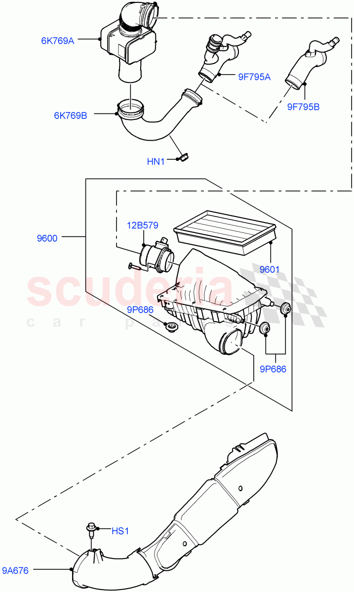 Air Cleaner (Nitra Plant Build) (3.0 V6 D Low MT ROW, 3.0 V6 D Gen2 Mono Turbo) ((V) FROMK2000001) of Land Rover Land Rover Discovery 5 (2017+) [3.0 Diesel 24V DOHC TC]
