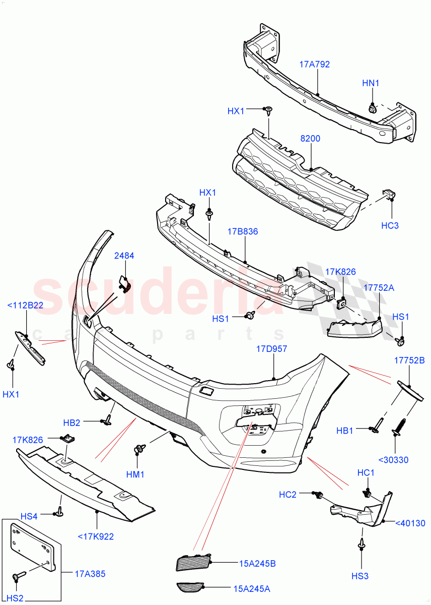 Radiator Grille And Front Bumper(Halewood (UK),Less Sales Badge,Sport/Dynamic)((V)TOFH999999) of Land Rover Land Rover Range Rover Evoque (2012-2018) [2.0 Turbo Petrol AJ200P]