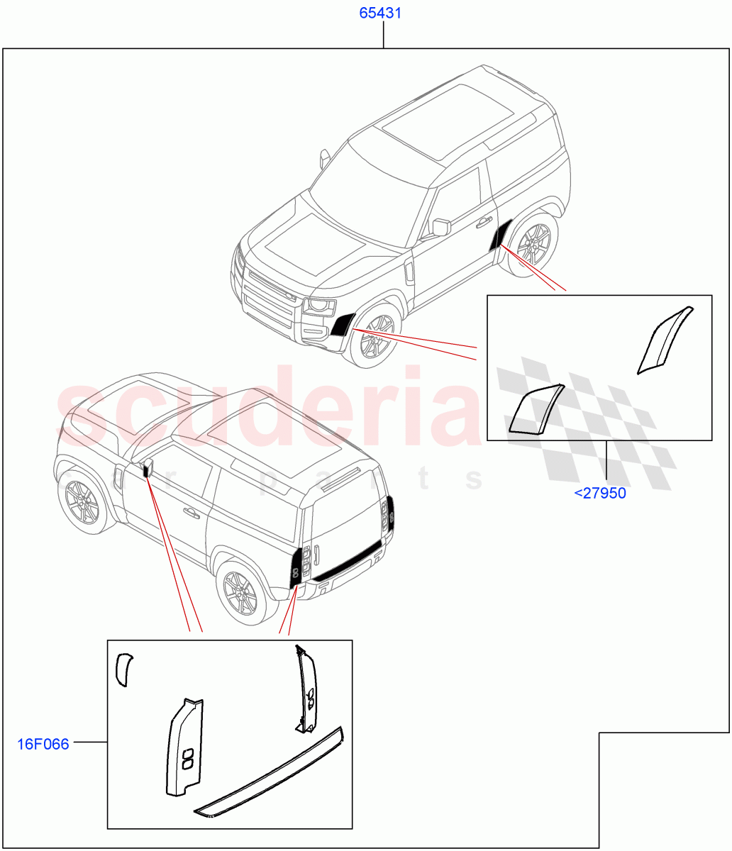 Accessory Pack(Chequered Body Protection Kit)(Short Wheelbase) of Land Rover Land Rover Defender (2020+) [3.0 I6 Turbo Diesel AJ20D6]