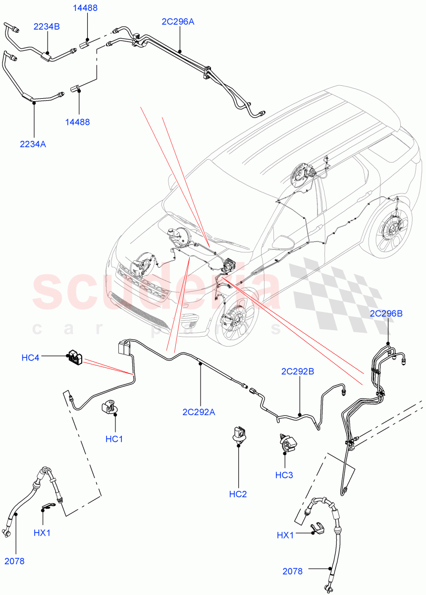 Front Brake Pipes (RHD, Halewood (UK)) ((V) TOKH999999) of Land Rover Land Rover Discovery Sport (2015+) [2.0 Turbo Petrol GTDI]