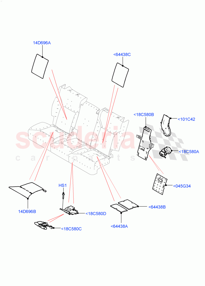 Rear Seat Pads/Valances & Heating(Nitra Plant Build, Heating)(Version - Core,60/40 Load Through With Slide,Version - R-Dynamic)((V)FROMK2000001) of Land Rover Land Rover Discovery 5 (2017+) [2.0 Turbo Diesel]