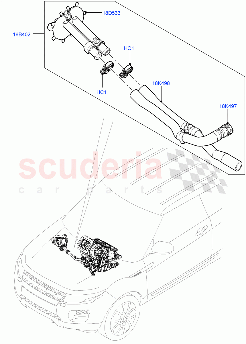 Auxiliary Heater Hoses (Changsu (China), Fuel Fired Heater With Park Heat, With Fuel Fired Heater) ((V) FROMEG000001) of Land Rover Land Rover Range Rover Evoque (2012-2018) [2.0 Turbo Diesel]