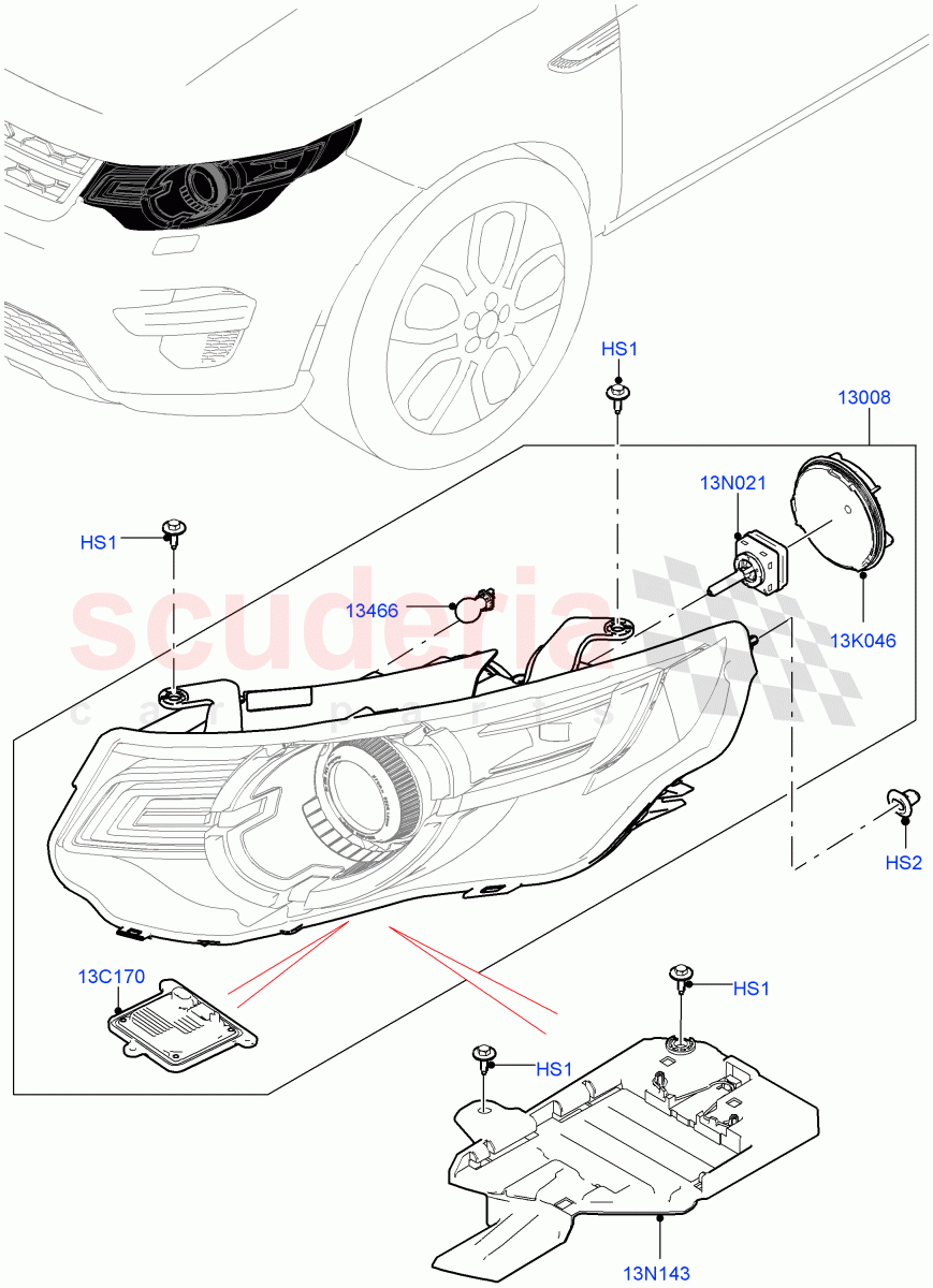 Headlamps And Front Flasher Lamps(Changsu (China),With BI - Xenon Headlamps,With Adaptive Headlamps Bi Xenon,Headlamps - LED Premium,Headlamps - LED Matrix,Headlamps - LED)((V)FROMFG000001) of Land Rover Land Rover Discovery Sport (2015+) [2.2 Single Turbo Diesel]