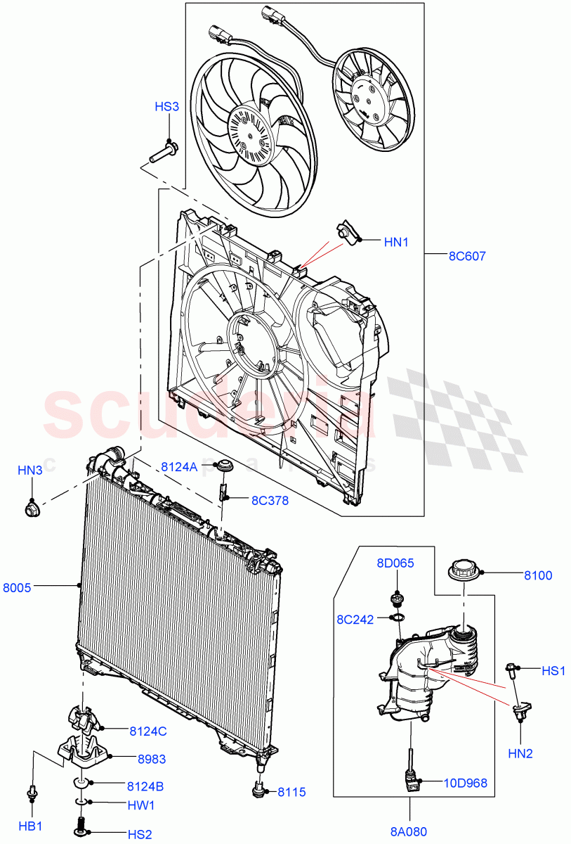 Radiator/Coolant Overflow Container (Solihull Plant Build) (3.0 V6 Diesel) ((V) FROMHA000001) of Land Rover Land Rover Discovery 5 (2017+) [3.0 Diesel 24V DOHC TC]