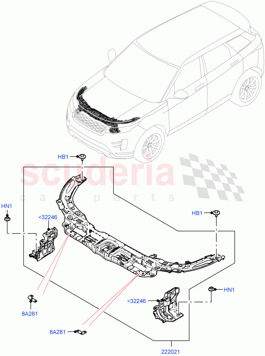 Front Panels, Aprons & Side Members (Front Panel) (Changsu (China)) of Land Rover Land Rover Range Rover Evoque (2019+) [2.0 Turbo Petrol AJ200P]