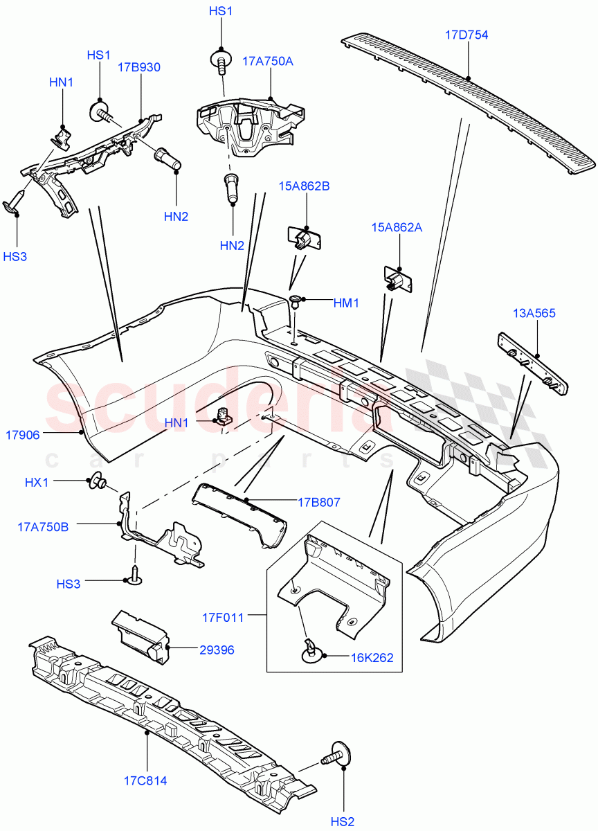 Rear Bumper ((V) FROMAA000001) of Land Rover Land Rover Range Rover Sport (2010-2013) [3.0 Diesel 24V DOHC TC]