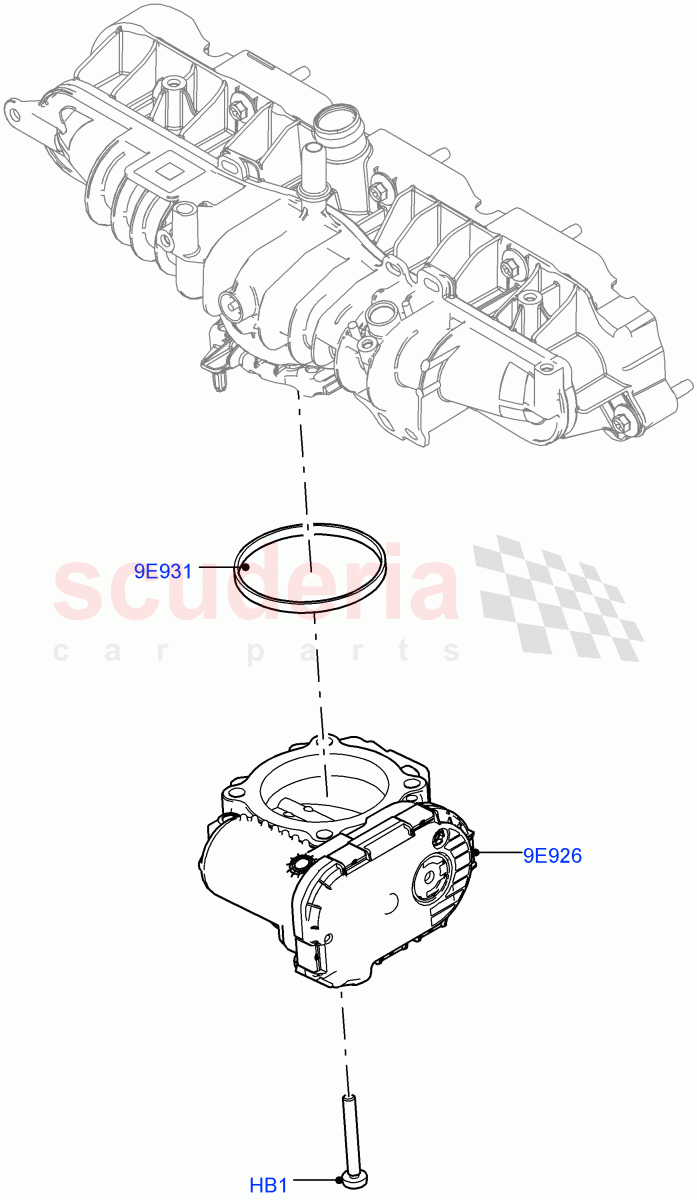 Throttle Housing (2.0L I4 Mid AJ200 Petrol E100, Itatiaia (Brazil), 2.0L I4 Mid DOHC AJ200 Petrol) ((V) FROMJT000001) of Land Rover Land Rover Range Rover Evoque (2012-2018) [2.0 Turbo Petrol AJ200P]