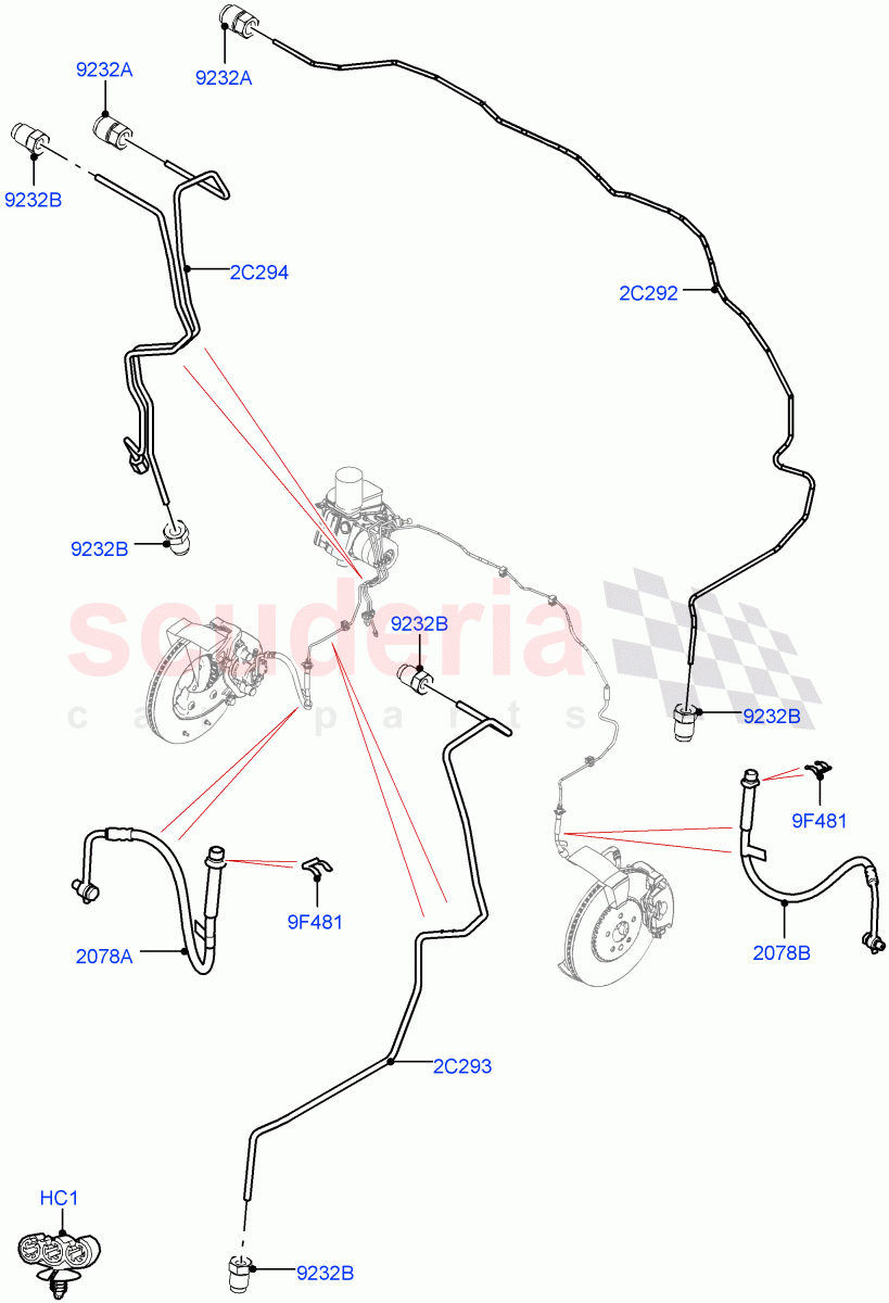 Front Brake Pipes(RHD)((V)FROMMA000001) of Land Rover Land Rover Range Rover Velar (2017+) [3.0 I6 Turbo Petrol AJ20P6]