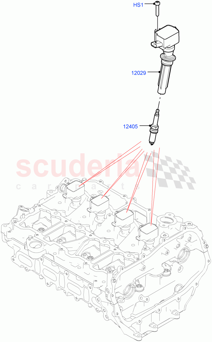 Ignition Coil And Wires/Spark Plugs (2.0L I4 High DOHC AJ200 Petrol, 2.0L I4 Mid DOHC AJ200 Petrol, 2.0L I4 Mid AJ200 Petrol E100) ((V) FROMJH000001) of Land Rover Land Rover Discovery Sport (2015+) [2.0 Turbo Petrol AJ200P]